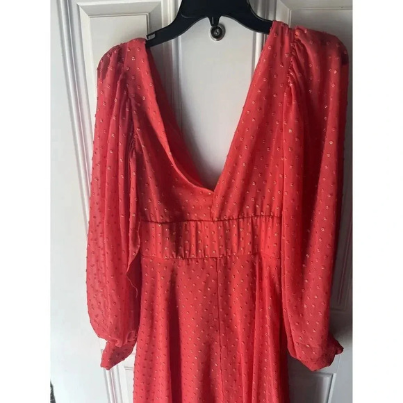 Kimberly Goldson NEW Lesli Jacquard Maxi Dress SIZE Xs WOMENS Coral Gold - Picture 14 of 16